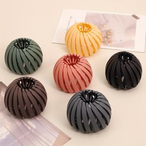 TEMU 6개 한국식 새둥지 머리끈 - 통기성 컷아웃 디자인 매트 헤어 스크런치, 6가지 색상 (틸 그린, 옐로우, 핑크, 레드, 네이비 블루, 블랙) 여성용, 포니테일 & 번 & 업두 고정용, 헤어 액세서리, 텍스처 그립 헤어홀더