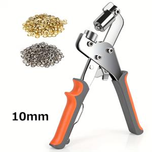 TEMU 10mm/6mm 구멍 펀치 도구가 포함된 그롬메트 키트 - 방수용 스테인레스 스틸 아이렛 세트, 200개의 방수용 그롬메트 및 펀처 포함(Golden 100+Silvery 100)