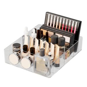 TEMU ABERZEY 7단 투명 플라스틱 메이크업 정리함 - 립스틱, 아이섀도우, 브러쉬 & 병용 내구성 화장품 보관 트레이, 자립형 욕실 화장대 정리함, 조립 불필요, 세련된 디자인, 투명 소재