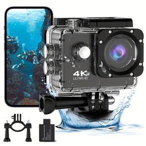 TEMU OURLIFE 1080P HD 액션캠 - HDTV 1080P 30FPS/1080P 60FPS, 고화질, 투명보호케이스 & 손목끈 포함. 야외활동, 사이클링에 완벽한 선물용 어드벤처기어! 우아한 디자인과 견고한 구조로 크리스마스에도 최적