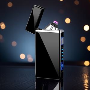 TEMU 패션 신제품 LED 지능형 야외 방풍 이중 아크 라이터 플래시라이트 무화염 전자식 휴대용 플라즈마 USB 충전식 전기 라이터, 남녀 공용 생존 도구, 캠핑 장비, 세련된 디자인, 스타일리쉬 액세서리, 내구성 강한 구조, 무화염 점화, 흡연가 선물, 테크사바이 사용자용|후레쉬