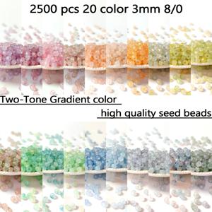 TEMU 주얼리 제작용 투톤 그라데이션 반투명 시드 비즈 2500개 키트 (3mm 8/0 비즈 포함). 이 세트에는 20가지 색상이 있으며, 각 팩은 5그램씩 들어있으며 총 100그램 (3.53온스)입니다. 각 비즈는 균일한 미니 사이즈입니다.|은목걸이