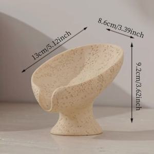 TEMU 1개 연잎 모양 비즈 텍스처 표면 수세미 홀더 - 레진 욕실 정리함, 베이지/화이트 현대적 장식용 수세미 받침대 & 배수 트레이, 홈, 호텔, 스파용 - 민소재 카운터탑 오거나이저, 내구성 있는 세안 보관함