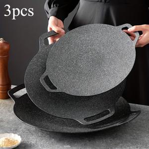 TEMU 3pcs 전문용 철제 프라이팬 세트, 3pcs 세트 11/11.8/14.2 인치 비스듬한 팬, 야외 요리, 그릴, 캠핑용 식기 - 중량, 오븐 안전 및 인덕션 호환 가능