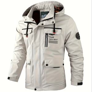 TEMU 남성용 풀 지퍼 클로저 & 스탠드 칼라 소프트쉘 재킷 - 하이킹, 캠핑, 낚시용 가벼운 아웃도어 코트 - 세탁기 사용 가능한 봄/가을 레이어링 재킷, 포켓, 내구성 있는 캐주얼 여행 코트 (부피 없음)