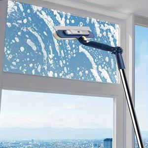 TEMU 양면 확장 폴 창문 청소 도구 - 내구성 있는 플라스틱/금속 구조, 고층 건물, 벽 및 유리 표면에 적합 - 높은 건물, 거실 및 어려운 접근 지역을 쉽게 청소할 수 있는 디자인, 인간 중심의 손잡이 디자인, 튼튼하고 내구성이 있습니다.