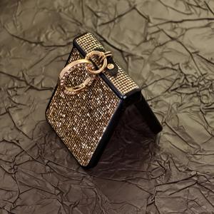 TEMU 플립 시리즈 스타일리시 폰 케이스, 럭셔리한 디자인과 반짝이는 시퀸 장식, 인조 도금 링 버클 포함