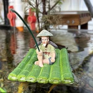 TEMU 플로팅 피싱 할아버지 - 낚싯대 포함, 수조 장식 & 급여기, 어항용 고급 인형, 자연스러운 부유물, 홈/오피스/애완동물 가게용 아시아풍 수조 오너먼트, 전통 디자인 고품질 조각상, 수중 조각품, 홈 데코레이터