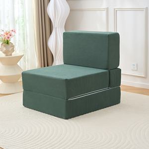 TEMU 다기능 싱글 소파 침대 - 공간 절약형 휴대용 라운지 의자, 조립 불필요, 거실·침실·사무실에 적합한 가벼운 모던 가구, 변환 가능한 소파 침대, 우아한 코듀로이 원단, 그린 오토만 수납공간, 오토만 침대, 거실용 소파|쇼파|좌식의자|의자