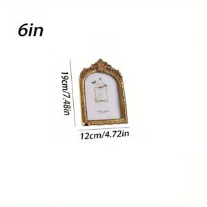 TEMU 빈티지 골든 오너먼트 수제 사진액자 - 유리면 디자인, 앤틱 아치형 직사각형/벽걸이 가능한 테이블탑용, Elegant Home & Offi Decor, 웨딩&기념일, 크리스마스, 선물, 내구성 있는 수지재질, 고품격 Aesthetic Room Decor