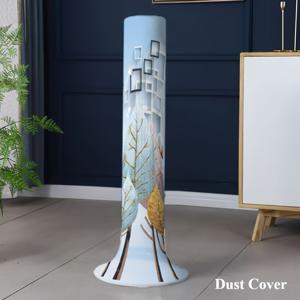 TEMU 두꺼운 세탁 가능한 타워 팬 먼지 커버 (폴리에스터 섬유 풀커버 라운드 커버) 홈/오피스/발코니용. 패셔너블한 플로럴 장식. 방습 디자인. 재사용 가능