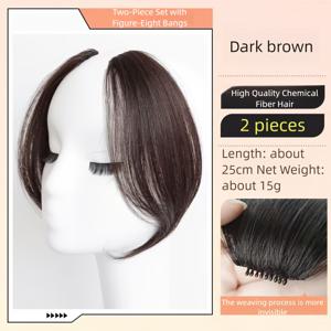 TEMU 여성용 피규어-에이트 Bangs 헤어픽스 - 내열 합성섬유 클립, 자연스러운 직선형 프론트로 일상과 특별한 날에 완벽한 Easy Snap 설치식 사방 & 오른쪽 페어 숏 가발, 우아한 헤어스타일 악센트와 매끄러운 이음새의 빠른 스타일링 변신