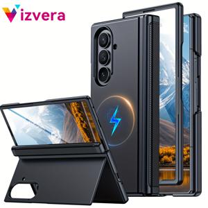 TEMU 삼성 Z Fold 7용 스탠드가 있는 보호 케이스입니다. 무선 충전을 지원하며, 내장된 9H 스크린 프로텍터가 포함되어 있어 복도 체인 보호를 위한 숨겨진 스탠드를 갖추고 있습니다. 초박형, 충격 방지 모바일 폰 케이스로 완벽한 크리스마스 및 휴일 선물입니다