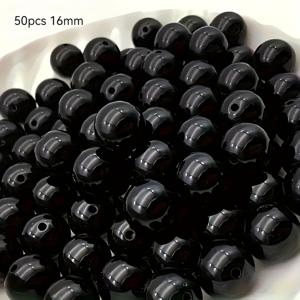 TEMU 50/80/120/200 검은색 아크릴 진주 비즈, 10/12/14/16mm 라운드 장식 비즈 DIY 주얼리 만들기, 목걸이 및 팔찌 공예용, 카니발 및 데이 캐주얼 테마 비즈 세트, 터키석 비즈 Mm, 옷용 터키석 비즈, 대형 틸 비즈, 팔찌 참, 주얼리 만들기 용품