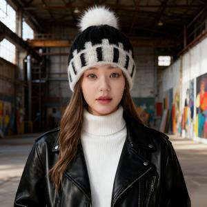 TEMU 여성용 한국 스타일 기모 안감 비니 모자 - 가볍고 따뜻한 겨울용, 탄성 있는 핏, 부드러운 플러시 & 랜덤 패턴 (/) - 기계 작업, 쇼핑, 캐주얼 여행 - 편안한 겨울 액세서리, 겨울 모자, 스타일리시한 헤드웨어, 따뜻한 헤드웨어|소품샵