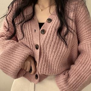 TEMU 여성용 우아한 V넥 가디건 - 루즈핏 긴소매 스웨터 코트, 버튼 앞면, 두꺼운 따뜻한 가을 & 겨울 재킷, 오피스, 파티, - 아시아풍 여성 의류, 가디건 스웨터, 파티 복장, 오피스룩, 여성 니트, 여성 상의, 가디건 여성, 긴소매 가디건, 가디건 오 coquine