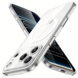 TEMU 아이폰 Pro 17 Pro Max 호환 마그네틱 슬림 케이스, 지원, 카메라 렌즈 풀 보호, 초슬림 초경량 클리어 보호 폰 커버, Magsafe 호환 가능,카메라 보호, 디자인,고품질 케이스,스크래치 방지 커버,슬림핏 케이스,모바일 액세서리 애호가,아이폰 사용자