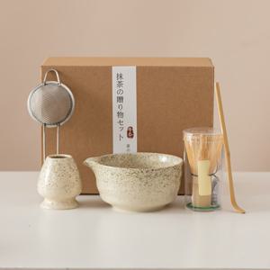 TEMU 일본식 말차 다도 세트 5종 - 유약 녹색 도자기 차잔, 대나무 차선(차센), 국자, 숟가락 & 체 - 진정한 차 도구 키트, 선 명상, 문화 선물|커피