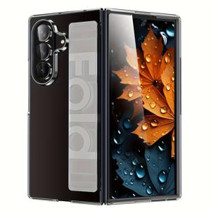 TEMU 1개, 삼성 갤럭시 Z 폴드 7/6 호환, 중앙 힌지 디자인의 독특한 접이식 손목 밴드 폰 케이스, Z 폴드 5/4/3용 블랙, 블루, 화이트, 투명한 프로스트 색상 옵션 제공