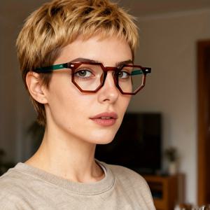 TEMU 육각형 Y2K 레트로 아방가르드 안경 - 스타 악센트가 있는 비처방 라운드 프레임 안경, 거북이 무늬 & 옵션, 남녀공용 풀림 메탈 힌지 - 빈티지 모던 안경 (천 포함)