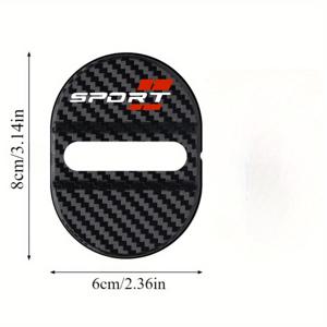 TEMU 4개 자동차 도어 잠금 커버 - 카본 파이버 텍스처 블랙 & 레드 SPORT 로고 디자인, 소음 감소 및 방음 접착식 잠금 메커니즘 보호기, 문용 진동 감소 (대부분의 차량에 적합) - 헤비듀티 자동차