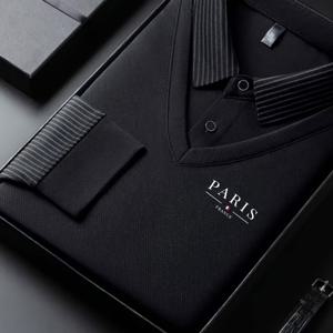 TEMU 남성용 클래식 가을/겨울 니트 폴로 셔츠, 페이크 투피스 칼라, 비즈니스 캐주얼 패치워크 디자인. 골프 및 야외 활동에 적합한 부드럽고 편안한 원단으로 제작되었으며, 밀라노 레에 적합한 피부 친화적인 원단.