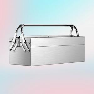 TEMU 헤비듀티 스테인리스 스틸 공구함 - 두꺼운 방청 다중 구획 잠금 가능 뚜껑, 강화된 가장자리 및 대용량 - 가정용 DIY, 건설, 야외 사용을 위한 휴대용 공구함 - 내식성 헤비듀티 공구 정리함