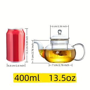 TEMU 1개 티포트 세트 (유리 뚜껑, 유리 인퓨저 & 바디 포함) - 열 저항 가정용 차 제조기, 루즈 리프 티용, 필터 및 티 스트레이너 포함