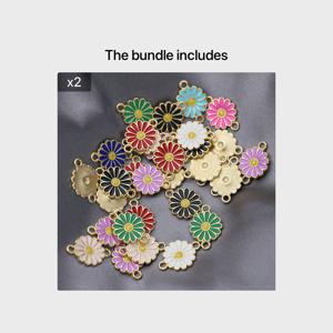 TEMU 20개 골든 오일 드롭 플라워 참스 커넥터, 주얼리 만들기용 팔찌 DIY 수제 공예