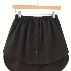 TEMU 여성용 캐주얼 A라인 스커트 - 버튼 헴이 있는 다용도 단색 짧은 스커트 - 레이어링, 스웨터 또는 셔츠 액세서리, 캐주얼 의상에 완벽한 캐주얼 웨어 스커트 | 다용도 패션 | 폴리에스터 스커트