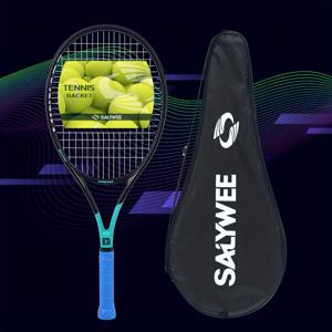 TEMU SALYWEE 복합 카본 파이버 테니스 라켓, 초경량 고품질 프로페셔널 프레임, 102제곱인치 헤드 사이즈, 16×19 프리스트링 패턴 & 그립 테이프 포함, 무료 가방 및 오버그립 제공|테니스가방