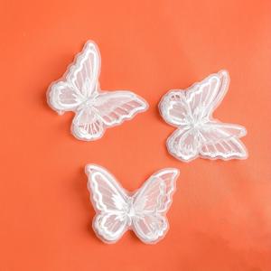TEMU 20개 - 자수 나비 화이트 튤 입체 시뮬레이션 메쉬 나비 DIY 의류 헤어 액세서리 웨딩드레스 신부 머리장식 장식 메쉬 나비