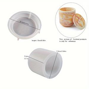 TEMU 접시 뚜껑이 있는 저장 상자 총 1세트, 창의적인 양초 용기용 실리콘 성형기, 저장용 양초 홀더를 위한 콘크리트 라운드 커버 병 제작 성형기