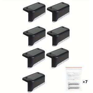 TEMU HOTU 7개 방수 태양광 데크 조명, 실외 계단, 울타리, 정원, 발코니, 마당, 파티오 & 통로 장식용 - 따뜻한 흰색 LED 조명, 배터리 작동 방식, 태양광 실외 조명