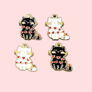 TEMU 10개 로브 스마일링 고양이 동물 합금 아연 메탈 차밍 카와이 댄글 펜던트 DIY 목걸이 팔찌 귀걸이 열쇠장 장식 액세서리, 데이 선물