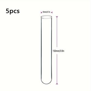 TEMU 원통형 백색 유리 시험관 5개 세트 - 과학 실험, 장식, 식물 번식 및 선물용