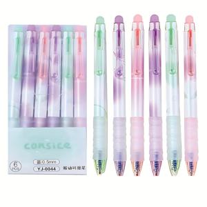 TEMU 6개의 지울 수 있는 젤 펜 - 0.5mm 파란색 잉크 - 미적 파스텔 플라스틱 롤러볼 펜 - 사무실 및 학교 사용을 위한 펜