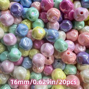 TEMU 20개 16mm 아크릴 AB 그라데이션 컬러 변환 비즈 - 직선 구멍 디자인, 주얼리 만들기용 DIY 공예, 팔찌, 목걸이, 귀걸이 & 폰 체인, 스페이서 비즈, 액세서리 커스터마이징, 광택 비드 마감, 매끄러운 비드 표면