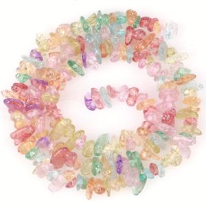 TEMU 3mm-8mm 천연 스프링 컬러 불규칙 자갈 유리 구슬 - 투명 DIY 액세서리 제작용, 팔찌·목걸이·귀걸이 공예 재료, 창의적인 디자인 및 수집가용