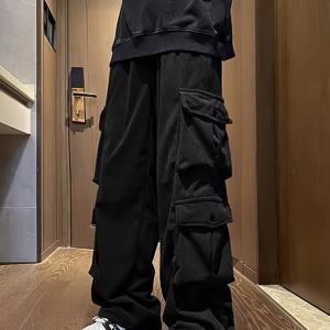 TEMU 남성 코듀로이 루즈핏 레그 카고 팬츠 캐주얼 조거 - 기본 단색 레귤러 길이 포켓 포함 - 봄/가을 - 성인