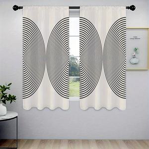 TEMU 1개/2개 모던 서클 라인 주방 커튼 - 100% 폴리에스테르 막대 포켓 직조 농가 계층 커튼, 거실, 침실, 욕실, 엔터테인먼트 룸, 카페 장식용 핸드 워시 목가적 동물 프린트