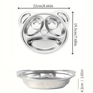 TEMU 스테인리스 스틸 판다 모양 분할 플레이트 3구역 성인용 - 튼튼한 금속 서빙 트레이, 분량 조절 가능, 동물 테마 다구획 접시, 모든 계절에 사용 가능, 식기 세척기 안전 - 캠핑, 크리스마스, 할로윈, 부활절, 추수감사절, 졸업식에 이상적 - 1개