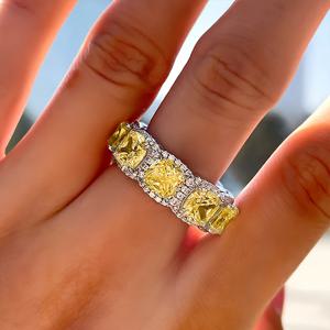 TEMU 럭셔리 링 여성용 - 합성 옐로우 지르코니아 스톤, 기하학적 디자인, 우아한 파티 및 데일리 웨어 주얼리 YOUHAOCC - 도금 처리된 모든 계절 액세서리
