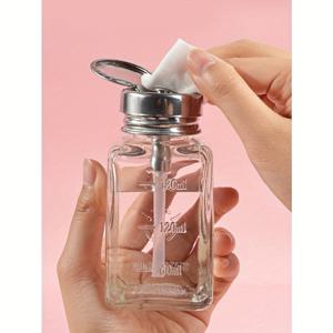 TEMU 1개 6.09oz 유리 네일 폴리쉬 리무버 병, 유리 펌프 디스펜서 병 - 무향, 매니큐어 및 네일 아트 도구에 적합|젤네일|매니큐어