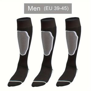 TEMU 남성용 보온 스키 양말 3쌍 팩 - 두꺼운 따뜻한 겨울 스포츠 양말, 탄력 있는 지지대와 쿠션 발목 보호 및 강화된 발가락, 스키, 하이킹, 야외 활동용 - 세탁기 사용 가능