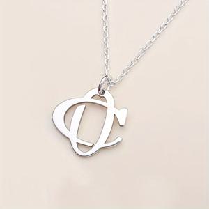 TEMU 커플 이름 목걸이 - 맞춤형 인터로킹 이니셜 (2명의 이름) - 스테인리스 스틸 매칭 펜던트 (여성 & 남성용) - 결혼, 기념일, 선물 - 인터로킹 주얼리 이니셜 - 사계절 착용 가능