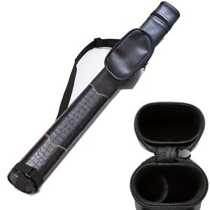 TEMU 블랙 크로커다일 패턴 당구 큐 케이스, 어깨끈과 지퍼 클로저 포함, 당구 스틱 액세서리 포켓 포함, 당구 큐 보관함 | 스타일리시 크로커다일 패턴 | 지퍼 당구 큐 케이스