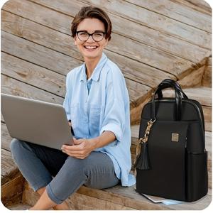 TEMU 여성용 우아한 노트북 백팩, 골드 톤 하드웨어 & 태슬 장식 - 13-16인치 노트북 가방, 15.6인치 수납 공간, 넉넉한 업무/학습 공간, 내구성이 뛰어난 여성용 비즈니스 여행 백팩, 골드 톤 하드웨어|노트북파우치