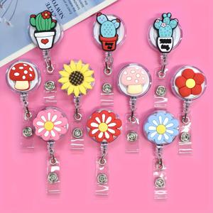 TEMU 10개, PVC/플라스틱, 꽃과 식물 시리즈 배지 릴, 버섯 선인장 배지 릴, ID 카드 학생 의사 간호사 선물, 사무용 리트랙터블 액세서리, 프로페셔널 랜야드,식물 테마,귀여운 배지 릴,PVC 소재,부드러운 후퇴,배지 클립,신분증 홀더,간호사 액세서리,의사 선물