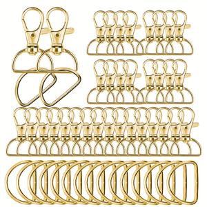TEMU 52-Pack Keychain Hardware Set - 스위블 스냅 후크 및 D-링, 아연 합금 랍스터 클로스프, 회전식 트리거 스냅 후크 - 핸드백, 지갑, 끈, 개 목걸이, DIY 공예 액세서리